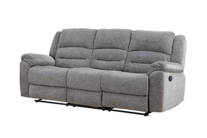 Porter Designs Ronan Soft Gray Chenille Transitional Reclining Sofa Gray 03-201C-01-8078