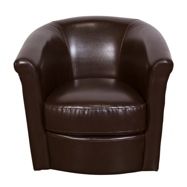 Porter Designs Marvel Contemporary Leather-Look Swivel Accent Chair Contemporary Accent - Swivel Brown 02-201C-06-210