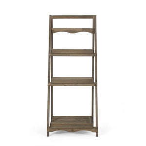 Amy Outdoor Firwood 3 Tiered Shelf, Gray Noble House