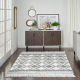 Nourison Nicole Curtis Series 3 SR301 Bohemian Handmade Hand Woven Indoor only Area Rug Grey/Ivory 5'3" x 7'6" 99446882714