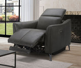 VIG Furniture Divani Casa Prairie Dark Grey Leather Electric Recliner Chair with Electric Headrest VGKMPRARIE-CH