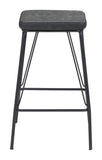 Zuo Modern Samuel 100% Polyurethane, Plywood, Steel Modern Commercial Grade Barstool Set - Set of 2 Vintage Black, Black 100% Polyurethane, Plywood, Steel