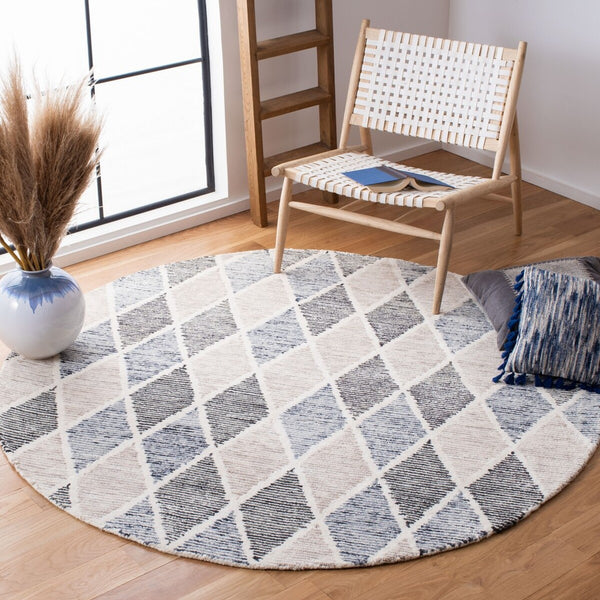 Precious 215 Contemporary Hand Tufted 80% Wool, 20% Cotton Rug Blue / Beige