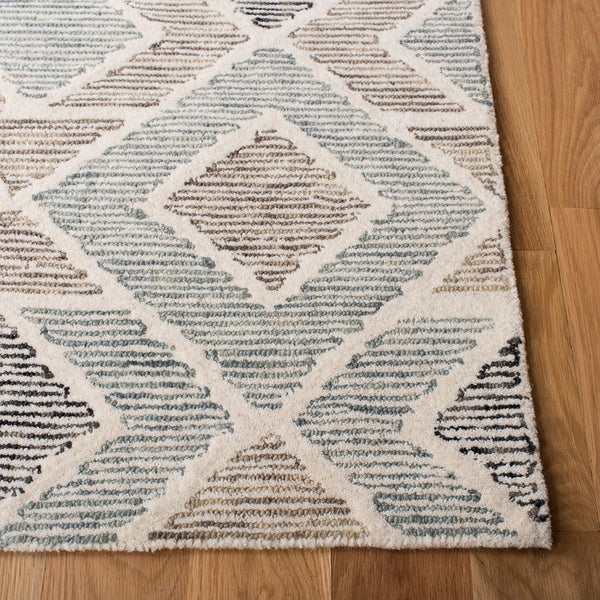 Precious 219 Contemporary Hand Tufted 80% Wool, 20% Cotton Rug Blue / Beige