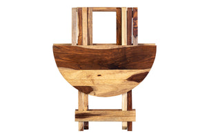 Porter Designs Sheesham Accents Solid Wood Round Foldable Natural End Table Natural 07-116-01-0271