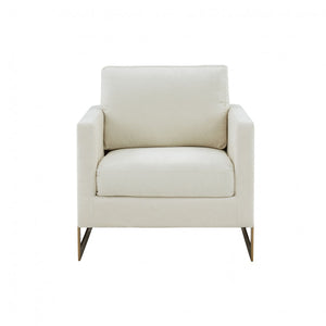 VIG Furniture Modrest Prince - Contemporary Cream Fabric + Gold Metal Accent Chair VGRHRHS-AC-255-WHT-CH VGRHRHS-AC-255-WHT-CH