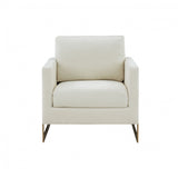 VIG Furniture Modrest Prince - Contemporary Cream Fabric + Gold Metal Accent Chair VGRHRHS-AC-255-WHT-CH VGRHRHS-AC-255-WHT-CH