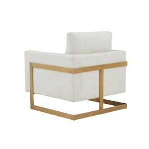 VIG Furniture Modrest Prince - Contemporary Cream Fabric + Gold Metal Accent Chair VGRHRHS-AC-255-WHT-CH VGRHRHS-AC-255-WHT-CH