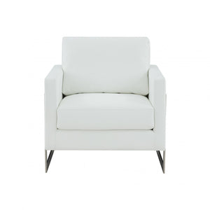 VIG Furniture Modrest Prince - Contemporary White Leather + Silver Metal Accent Chair VGRHRHS-AC-256-WHT-CH VGRHRHS-AC-256-WHT-CH