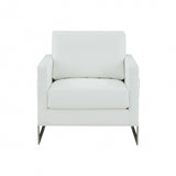 VIG Furniture Modrest Prince - Contemporary White Leather + Silver Metal Accent Chair VGRHRHS-AC-256-WHT-CH VGRHRHS-AC-256-WHT-CH