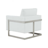 VIG Furniture Modrest Prince - Contemporary White Leather + Silver Metal Accent Chair VGRHRHS-AC-256-WHT-CH VGRHRHS-AC-256-WHT-CH