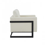 VIG Furniture Modrest Prince - Contemporary Cream Fabric + Black Metal Accent Chair VGRHRHS-AC-257-WHT-CH VGRHRHS-AC-257-WHT-CH