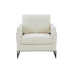 VIG Furniture Modrest Prince - Contemporary Cream Fabric + Black Metal Accent Chair VGRHRHS-AC-257-WHT-CH VGRHRHS-AC-257-WHT-CH