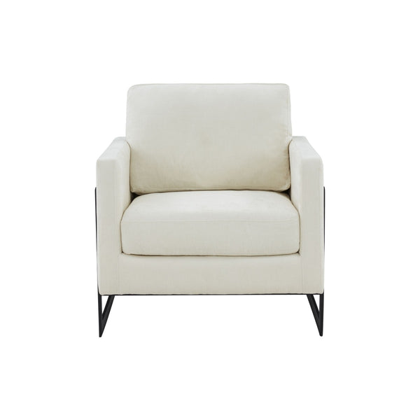VIG Furniture Modrest Prince - Contemporary Cream Fabric + Black Metal Accent Chair VGRHRHS-AC-257-WHT-CH VGRHRHS-AC-257-WHT-CH