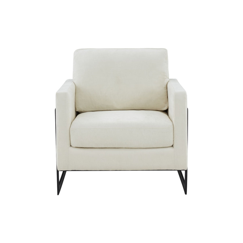 VIG Furniture Modrest Prince - Contemporary Cream Fabric + Black Metal Accent Chair VGRHRHS-AC-257-WHT-CH VGRHRHS-AC-257-WHT-CH