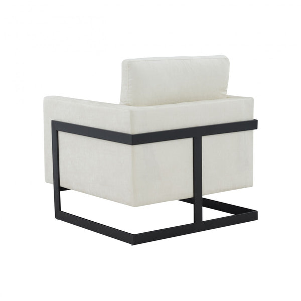 VIG Furniture Modrest Prince - Contemporary Cream Fabric + Black Metal Accent Chair VGRHRHS-AC-257-WHT-CH VGRHRHS-AC-257-WHT-CH