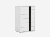 Kimberly Chest Of Drawers, High Gloss White With Self Closing Runners, Handle In Matte Black