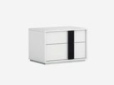 Kimberly Nightstand Small, High Gloss White With Self-Closing Runners, Black Matte Handle