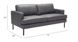 Zuo Modern Decade 100% Polyester, Plywood, Steel Modern Commercial Grade Sofa Vintage Gray, Black 100% Polyester, Plywood, Steel