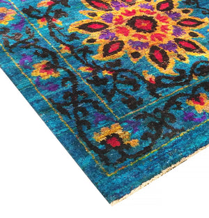 Pasargad Azerbaijan Collection Hand-Knotted Sari Silk Area Rug ' ' , Blue PSLK-24 5X8-PASARGAD