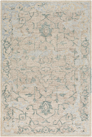 Piastrella PST-2303 Traditional Wool Rug PST2303-912 Dark Green, Sage, Medium Gray, Khaki, Cream 100% Wool 9' x 12'