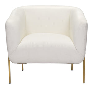 Zuo Modern Micaela 100% Polyester, Plywood, Steel Modern Commercial Grade Arm Chair Ivory, Gold 100% Polyester, Plywood, Steel