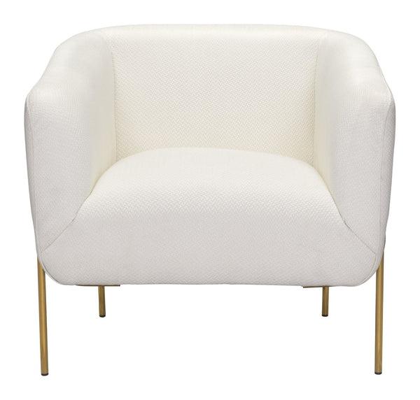 Zuo Modern Micaela 100% Polyester, Plywood, Steel Modern Commercial Grade Arm Chair Ivory, Gold 100% Polyester, Plywood, Steel