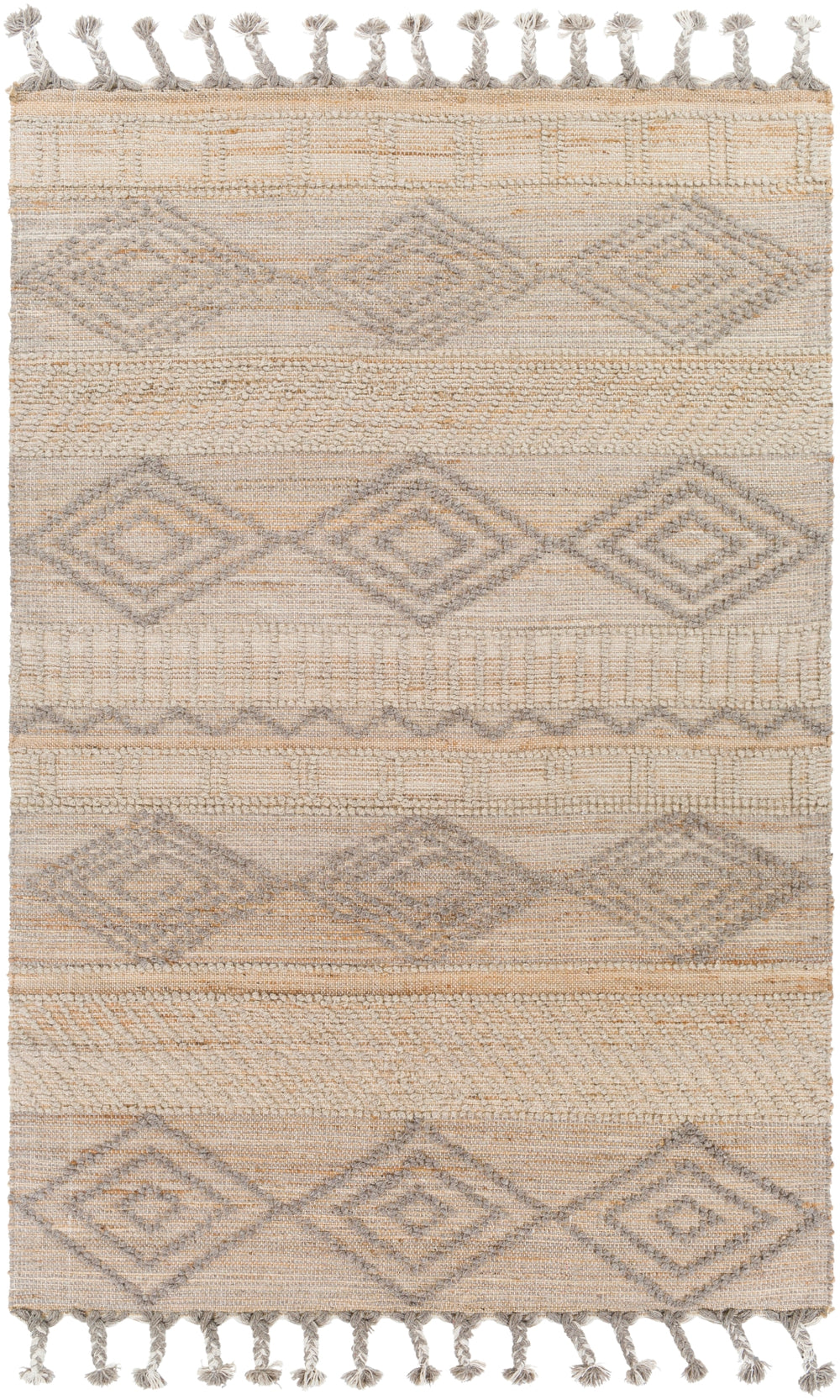 Preston PTN-2300 Global Jute, Wool Rug PTN2300-81012 Tan, Medium Gray 50% Jute, 50% Wool 8'10" x 12'