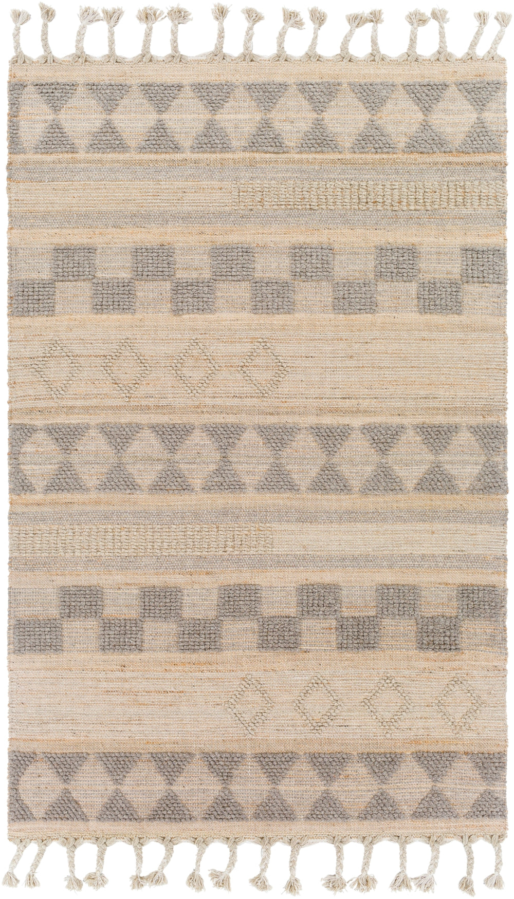 Preston PTN-2302 Global Jute, Wool Rug PTN2302-81012 Tan, Medium Gray 50% Jute, 50% Wool 8'10" x 12'