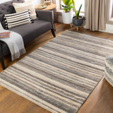 Petra PTR-2300 Traditional Jute, Wool Rug PTR2300-81012 Charcoal, Medium Gray, Light Gray, Tan, Beige, Cream 50% Jute, 50% Wool 8'10" x 12'