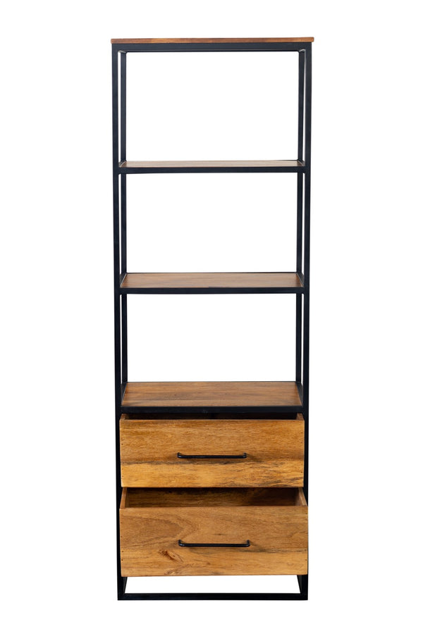 Porter Designs Delancy Solid Wood Industrial Bookcase Brown 09-116-28-3264