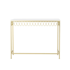 Breu Modern Glam Console Table with Petal Accents, Gold and White Noble House