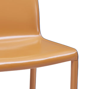 Gervin Recycled Leather Chair Set of 2 - Modern Minimalist Design with Sturdy Steel Frame