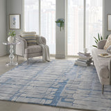 Nourison Symmetry SMM04 Artistic Handmade Tufted Indoor Area Rug Blue/Grey 7'9" x 9'9" 99446495778