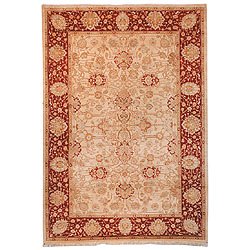PVSAN1 Luxurious 100% Wool Pile Rectangle Rug from Pakistan - Soft, Du