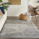 Nourison kathy ireland Home Malta MAI12 Vintage Machine Made Power-loomed Indoor only Area Rug Ivory/Blue 5'3" x 7'7" 99446495082