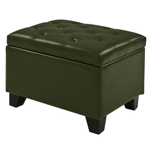Julian Stylish Rectangular Bonded Leather Storage Ottoman with Biscuit Tufting for Home Organization