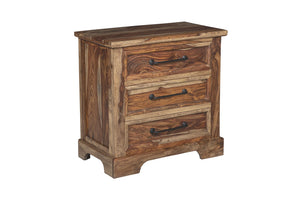 Porter Designs Crossroads Solid Sheesham Wood Natural Nightstand Brown 04-196-04-C03H