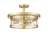 Bethel Gold Semi Flush Mount in Metal & Glass