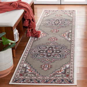 Safavieh Pyramid 215  Power Loomed Rug Grey/Ivory / Rust PYR215F-9