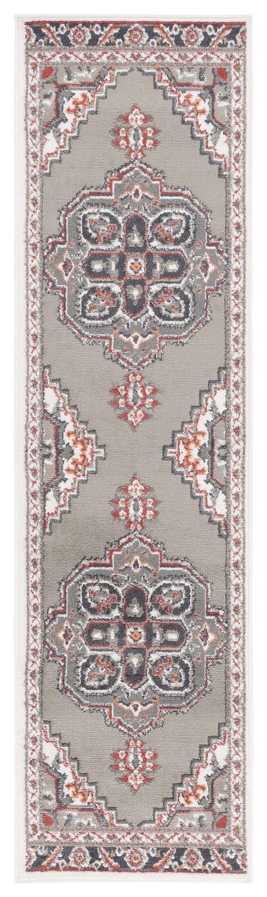 Safavieh Pyramid 215  Power Loomed Rug Grey/Ivory / Rust PYR215F-9