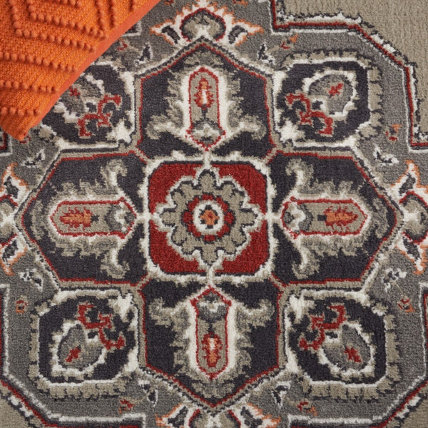 Safavieh Pyramid 215  Power Loomed Rug Grey/Ivory / Rust PYR215F-9