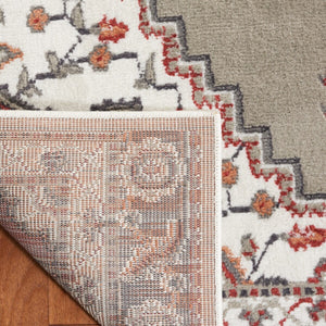 Safavieh Pyramid 215  Power Loomed Rug Grey/Ivory / Rust PYR215F-9