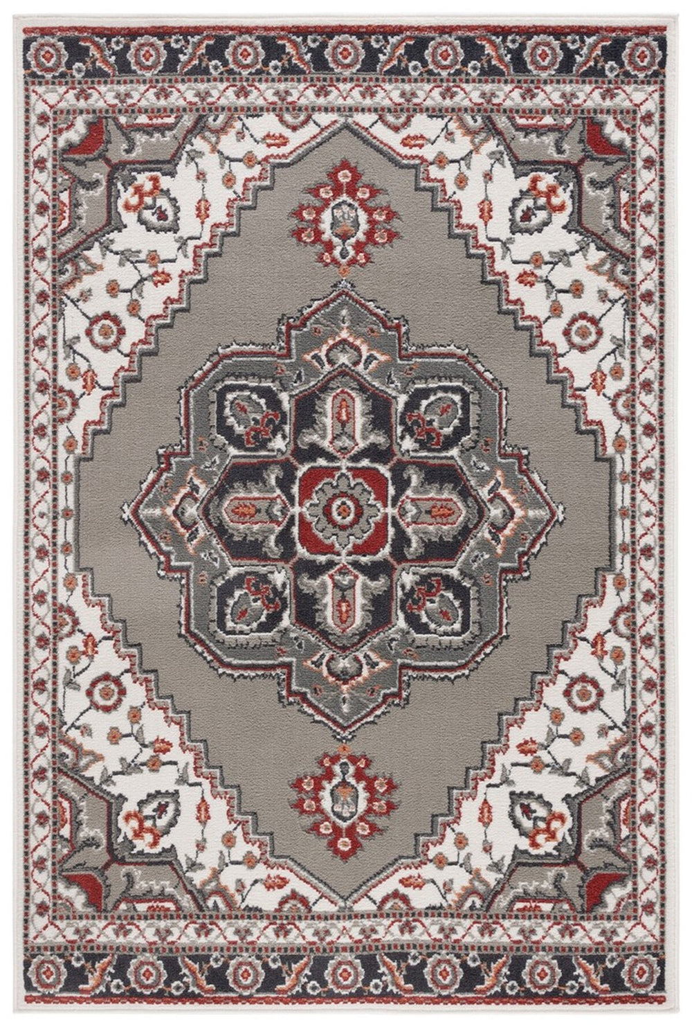 Safavieh Pyramid 215  Power Loomed Rug Grey/Ivory / Rust PYR215F-9