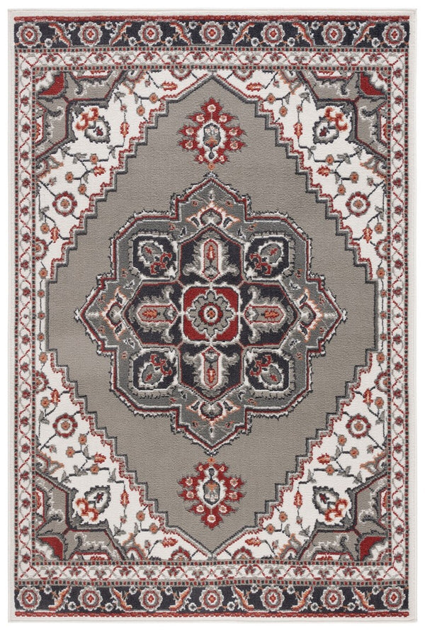 Safavieh Pyramid 215  Power Loomed Rug Grey/Ivory / Rust PYR215F-9