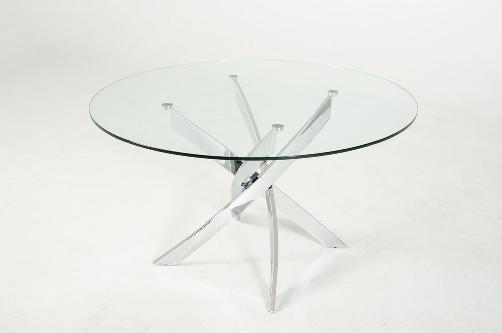 VIG Furniture Modrest Pyrite Modern Round Glass Dining Table VGEWF2133AA VGEWF2133AA