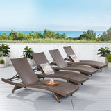 Thira Outdoor Wicker Chaise Lounge Chair, Mix Mocha Noble House