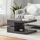 Small Rectangular Mod Coffee Table with Glass Noble House