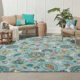 Nourison Waverly Sun N' Shade SND73 Outdoor Machine Made Power-loomed Indoor/outdoor Area Rug Light Blue 10' x 13' 99446476203