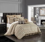 Sue Beige King 9pc Comforter Set